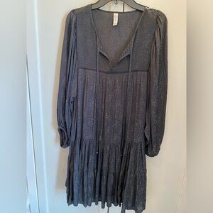 Black long sleeve dress with slip